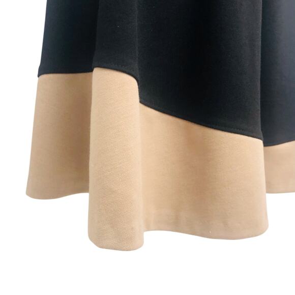 Saks Fifth Ave Black Tan Fit & Flare Dress Sleeveless Scoop Neck and Back - Picture 5 of 16